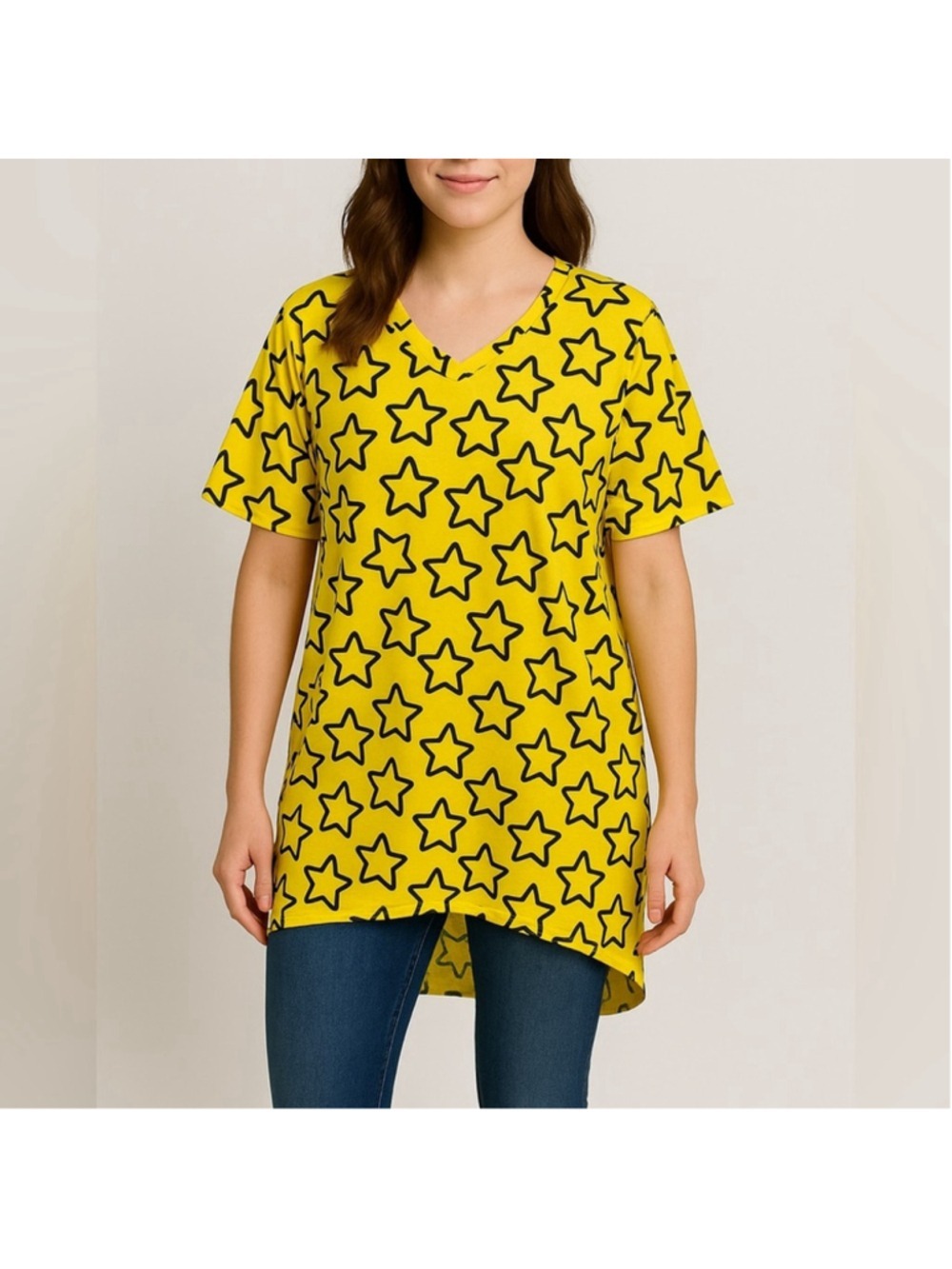 LuLaRoe Perfect T Shirt Small Yellow Star Print